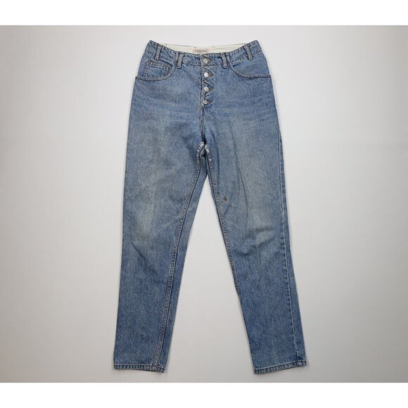 Vtg 90s Guess Mens 30x32 Thrashed Button Fly Tapered Leg Denim Jeans Blue USA - Picture 1 of 14